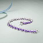 Birthstone Bracelet Sterling Silver Gemstone Tennis Bracelets Fine Jewelry Wedding Bridal Prom Birthday Gift for Women Her, Length 7.2 Inch Width 4mm - Image 2