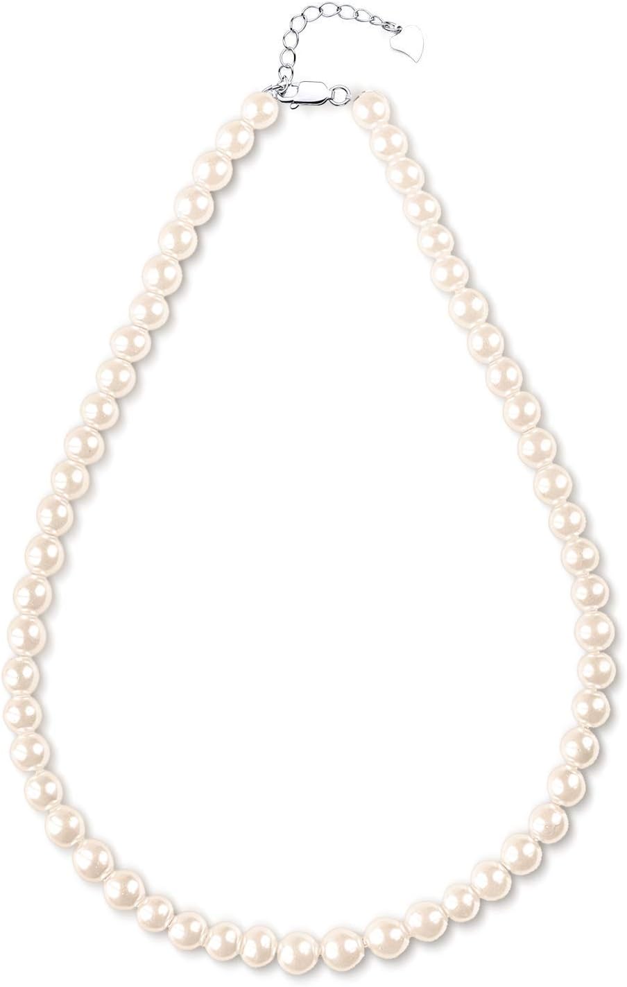 51qMG9nmVlL._AC_SL1500_.jpg White Freshwater Pearl Necklace for Women in 18 Inch Princess Length - Image 1
