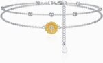 Diamond Sunflower Bracelet 925 Sterling Silver Sunflower Bracelet Gift for Women Mom Wife,7"+2"