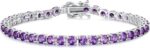 Birthstone Bracelet Sterling Silver Gemstone Tennis Bracelets Fine Jewelry Wedding Bridal Prom Birthday Gift for Women Her, Length 7.2 Inch Width 4mm