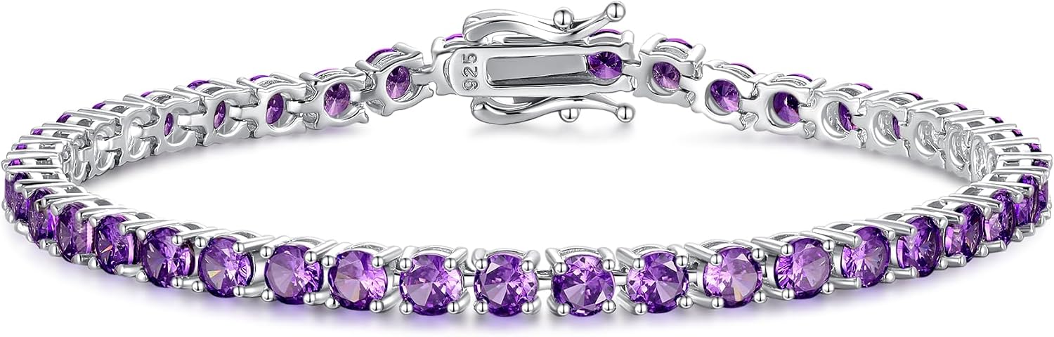 618gSMNHuL._AC_SL1500_.jpg Birthstone Bracelet Sterling Silver Gemstone Tennis Bracelets Fine Jewelry Wedding Bridal Prom Birthday Gift for Women Her, Length 7.2 Inch Width 4mm - Image 1