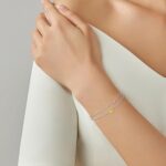 Diamond Sunflower Bracelet 925 Sterling Silver Sunflower Bracelet Gift for Women Mom Wife,7"+2" - Image 2