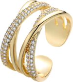 18K Gold Stackable Rings for Women, Gold Rings for Women Non Tarnish, Trendy Fashion, Wide Band Vintage Ring, Adjustable Rings, Gift for Holiday Anniversary