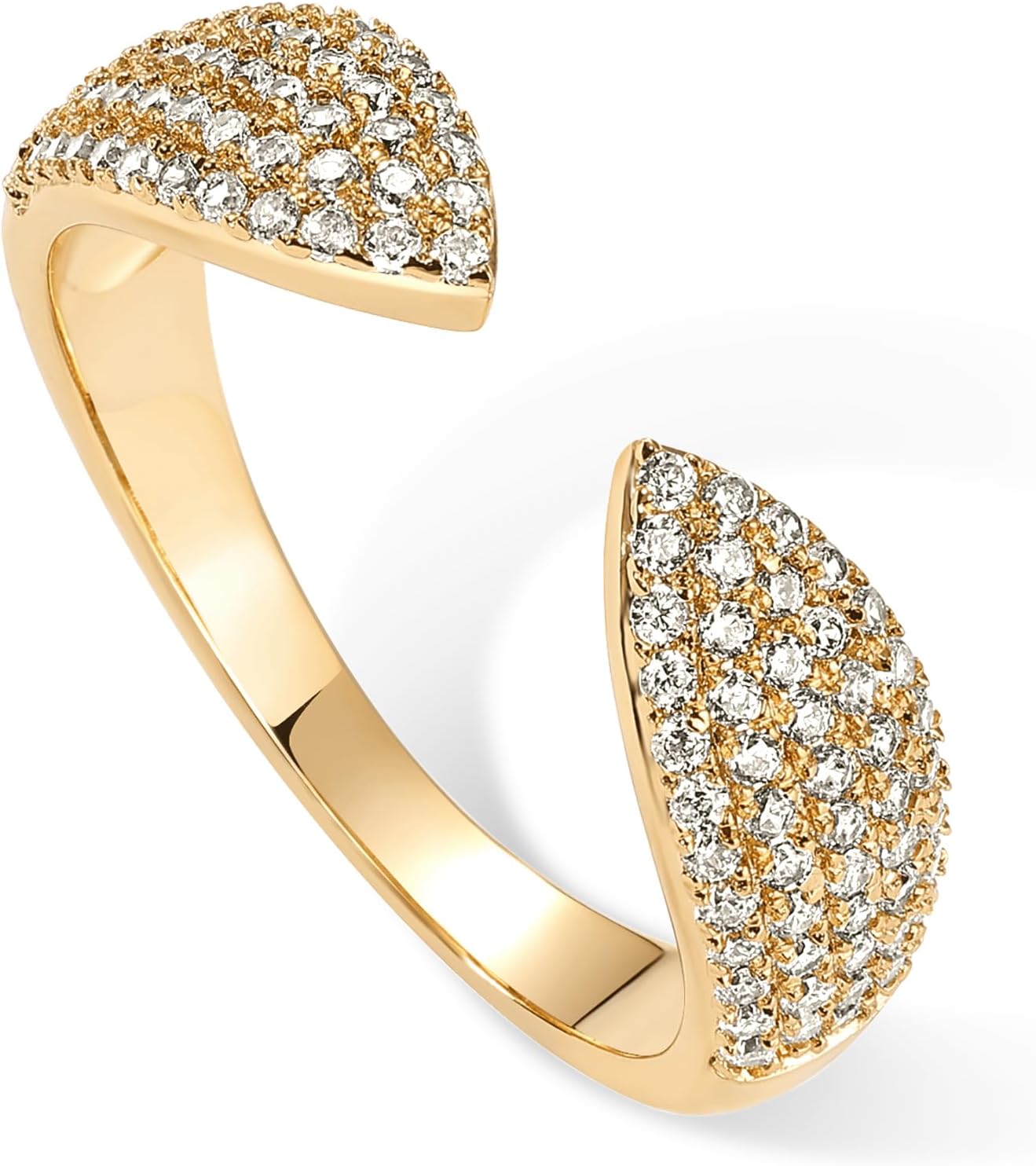 71GRnvUpwdL._AC_SL1500_.jpg 14K Gold Plated Cuff Statement Ring for Women | Cubic Zirconia Eternity Bands | Open Stackable Rings for Women - Image 1