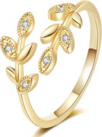 Gold Rings for Women Non Tarnish, 18K Gold Plated Trendy Stackable Gold Rings, Adjustable Open Statement Rings with Cubic Zirconia