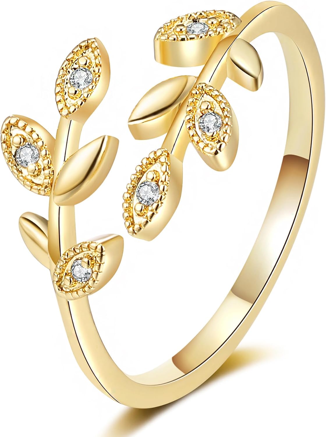71R27yD-1uL._AC_SL1500_.jpg Gold Rings for Women Non Tarnish, 18K Gold Plated Trendy Stackable Gold Rings, Adjustable Open Statement Rings with Cubic Zirconia - Image 1