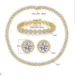 18K White Gold Plated Cubic Zirconia Tennis Necklace Bracelet Earrings for Women for Men Jewelry Set - Image 2