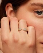 14K Gold Plated Cuff Statement Ring for Women | Cubic Zirconia Eternity Bands | Open Stackable Rings for Women - Image 2